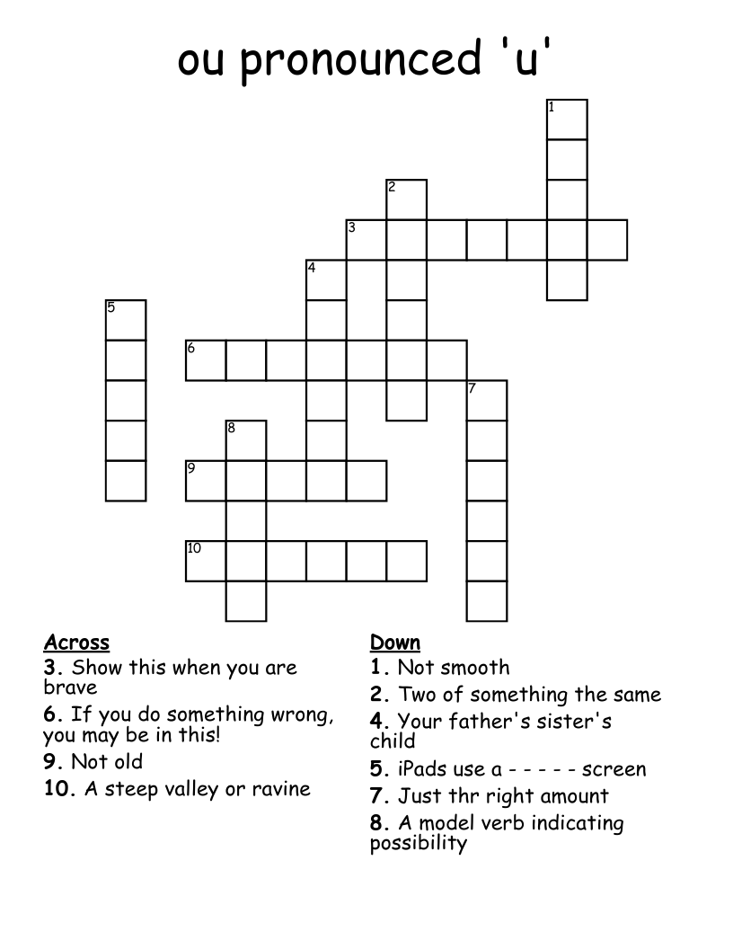ou pronounced 'u' Crossword