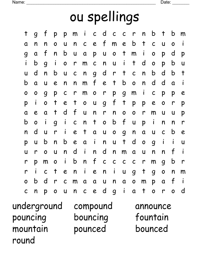 ou spellings Word Search