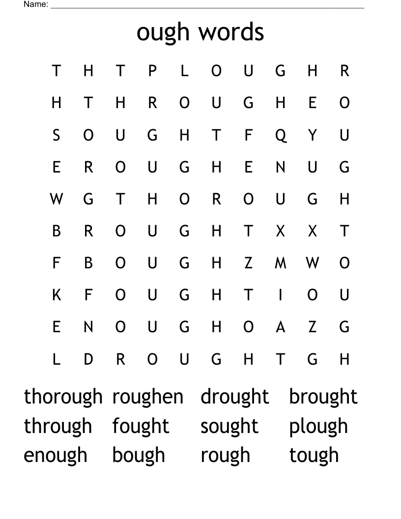 ough words Word Search