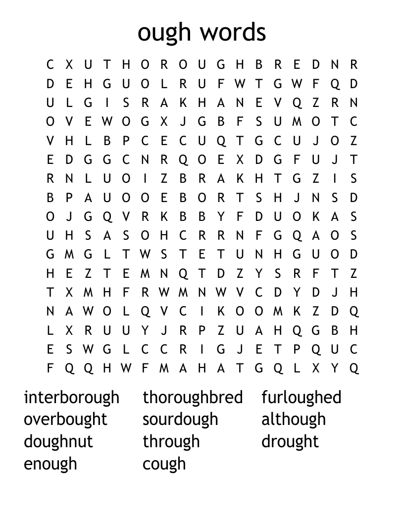 ough words Word Search
