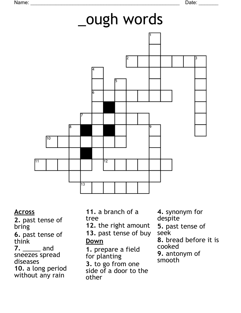 _ough words Crossword