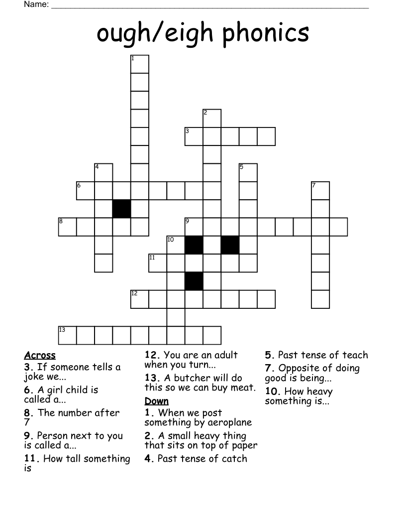 ough/eigh phonics Crossword