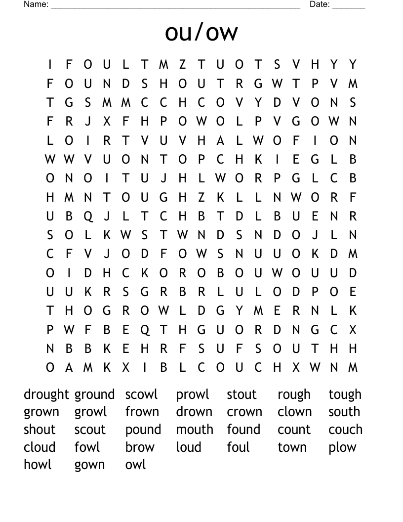 ou/ow Word Search