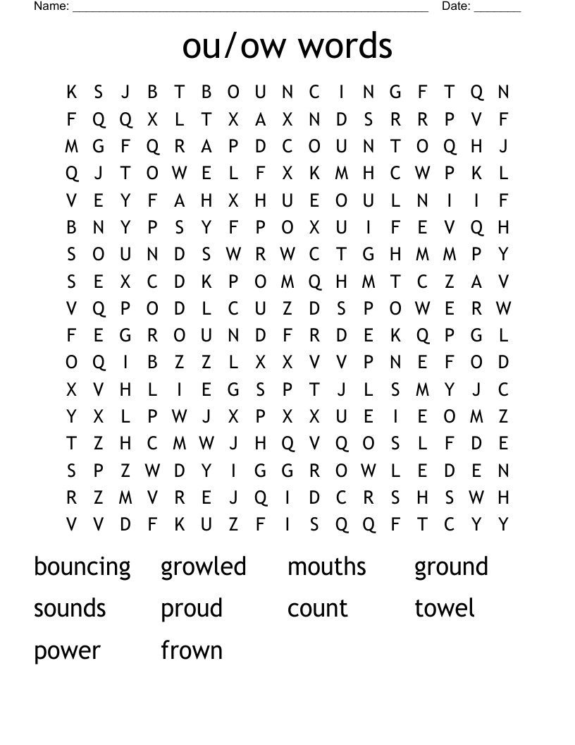 ou/ow words Word Search