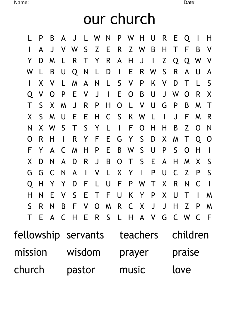 our church Word Search