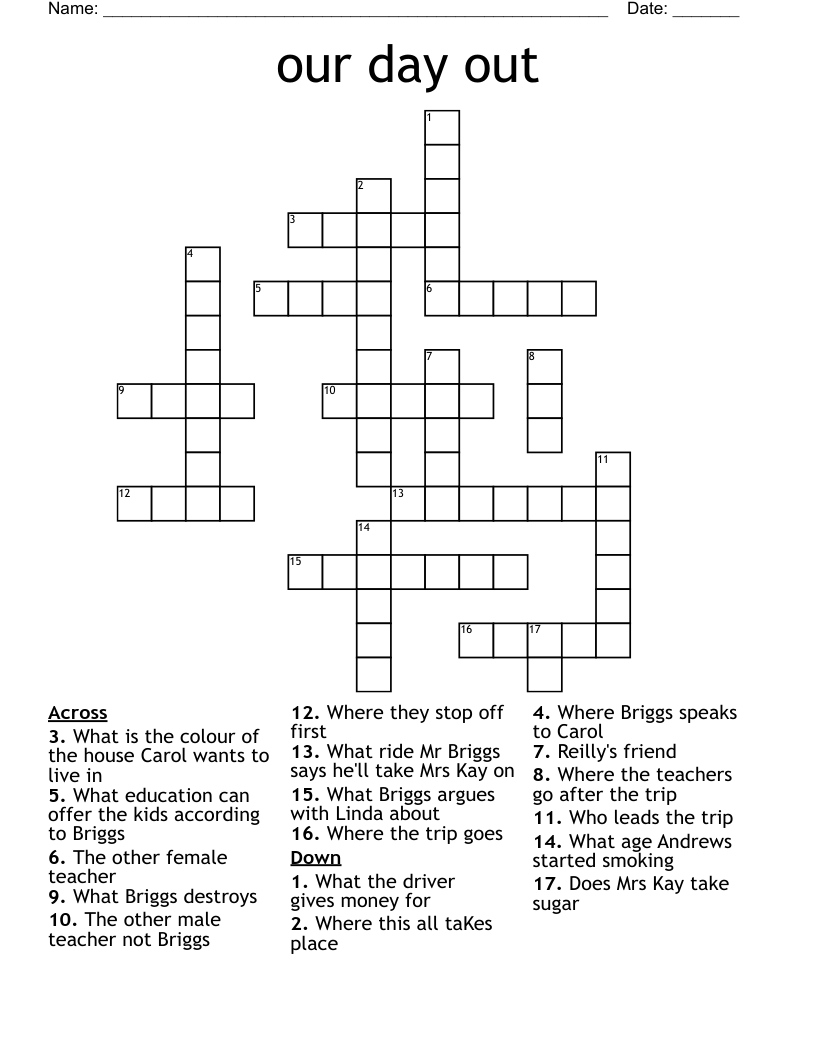 our day out Crossword