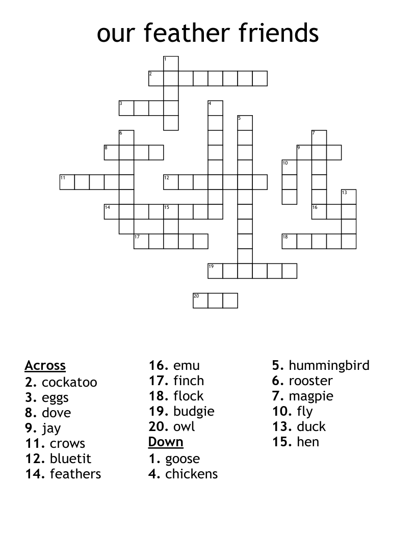 our feather friends Crossword
