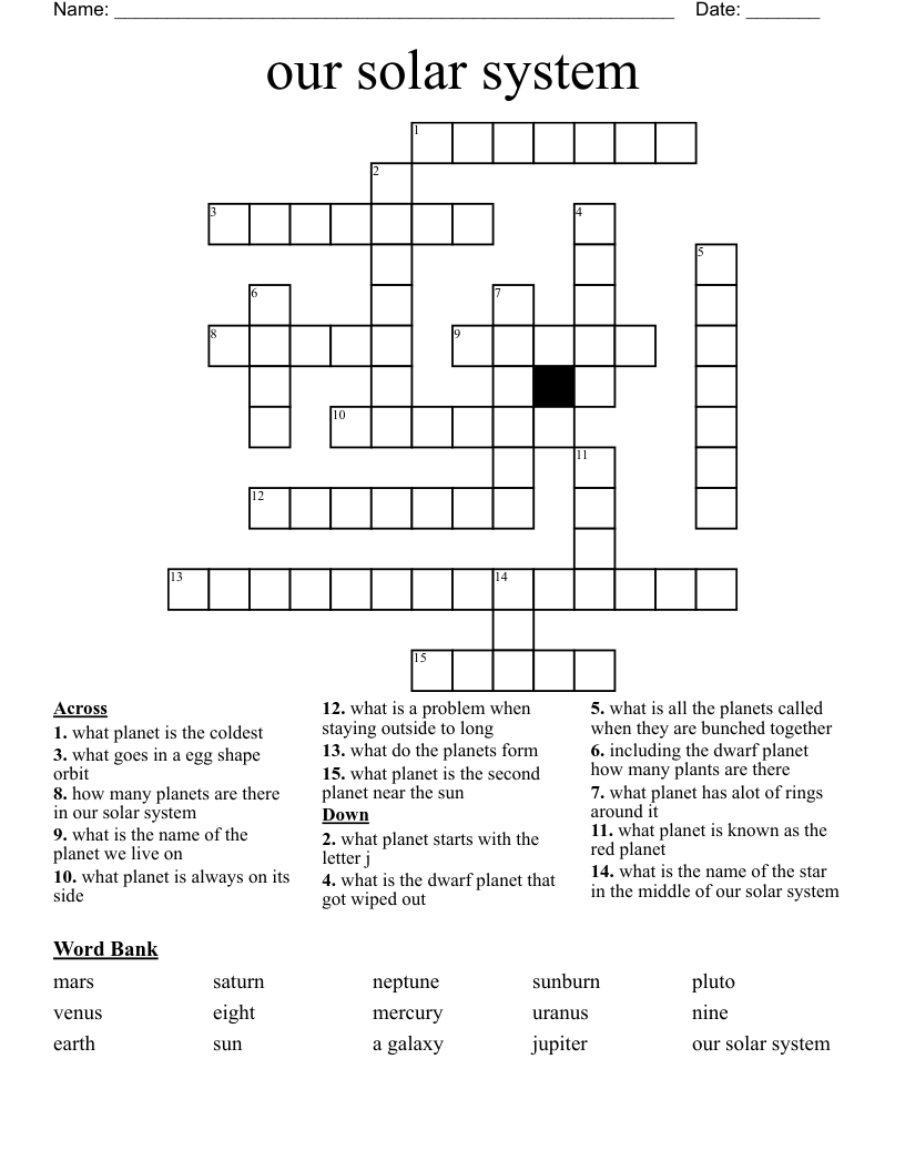 our solar system Crossword