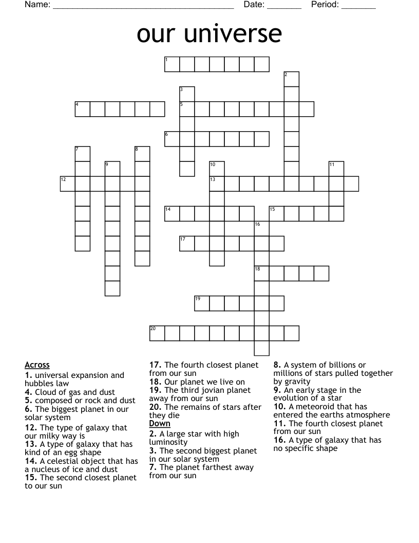 our universe Crossword