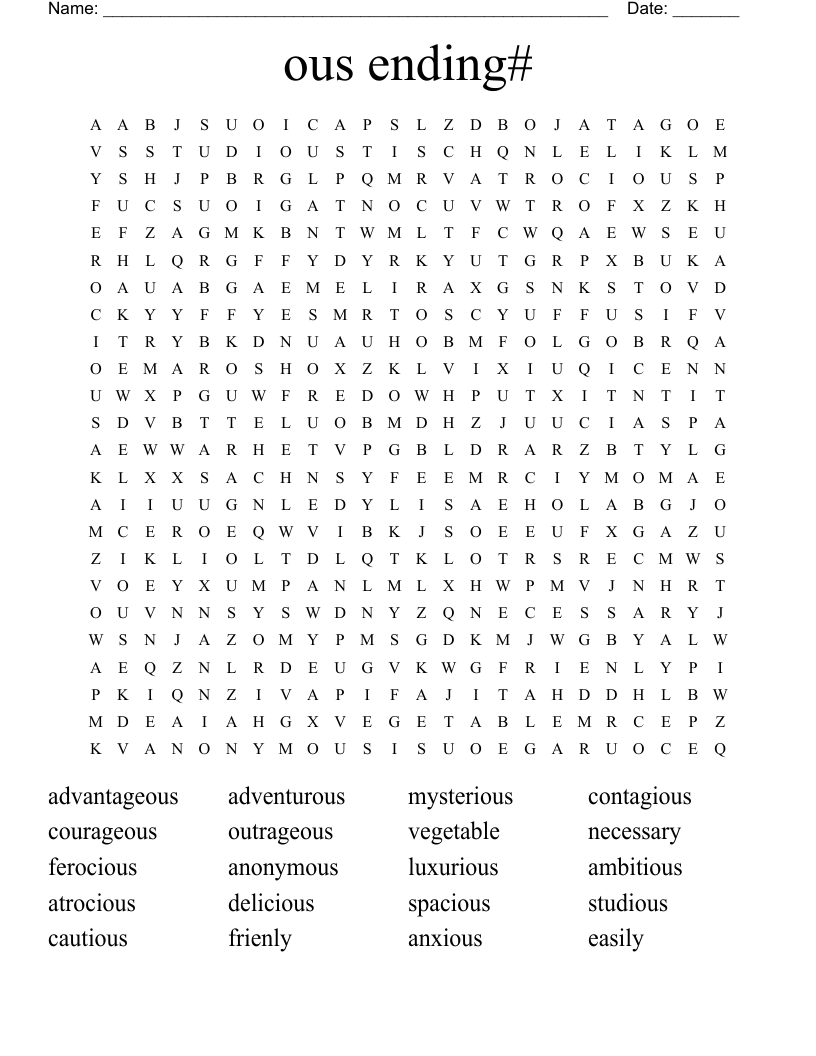 ous ending# Word Search