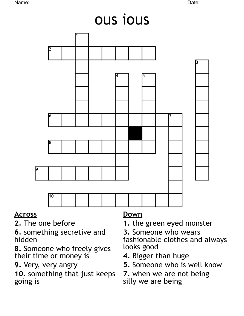 ous ious Crossword