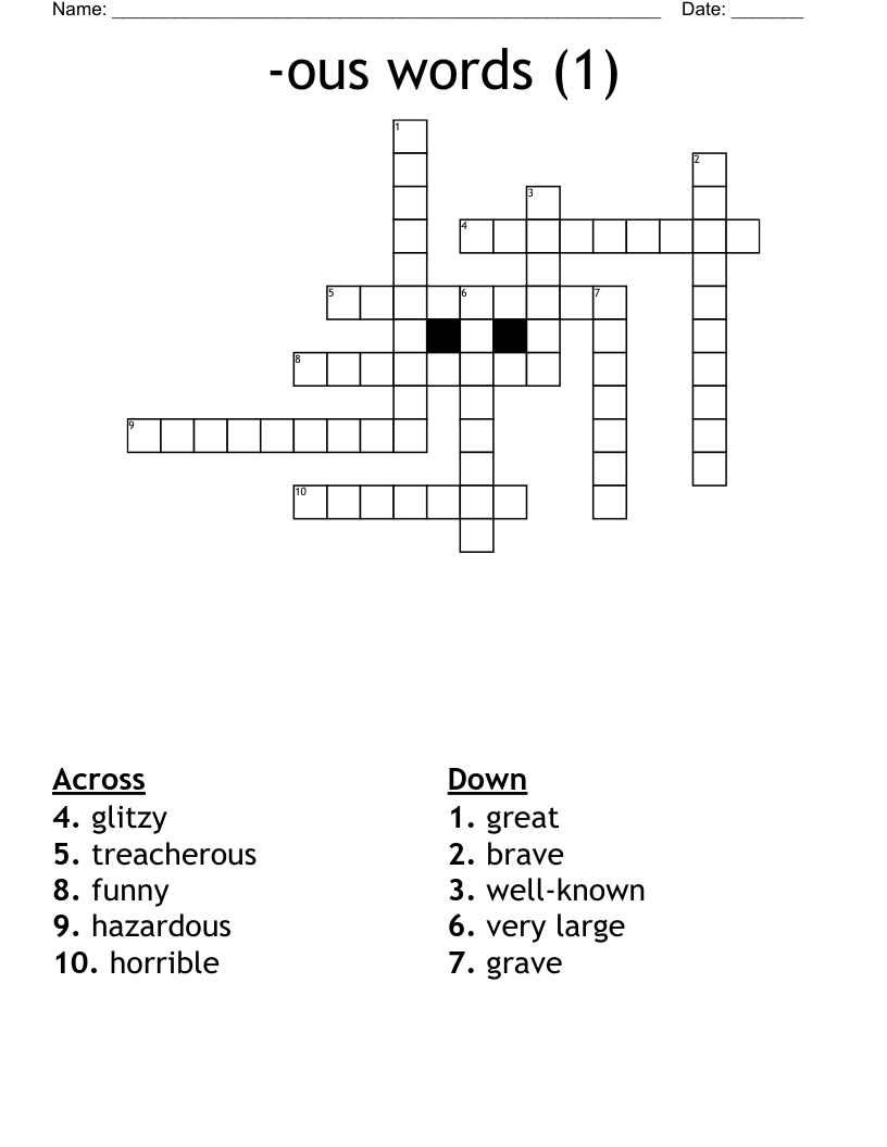 -ous words (1) Crossword