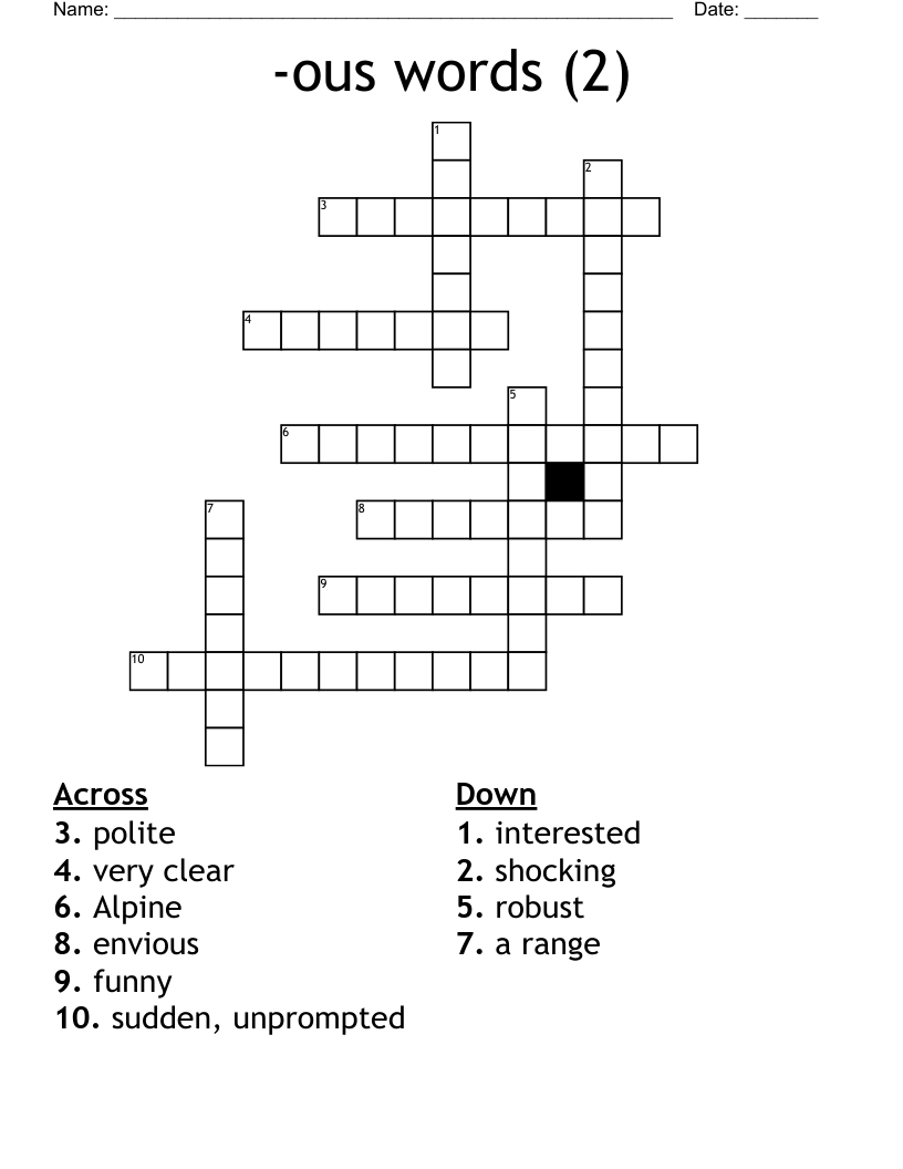 -ous words (2) Crossword