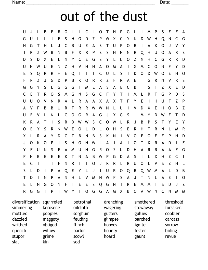 out of the dust Word Search