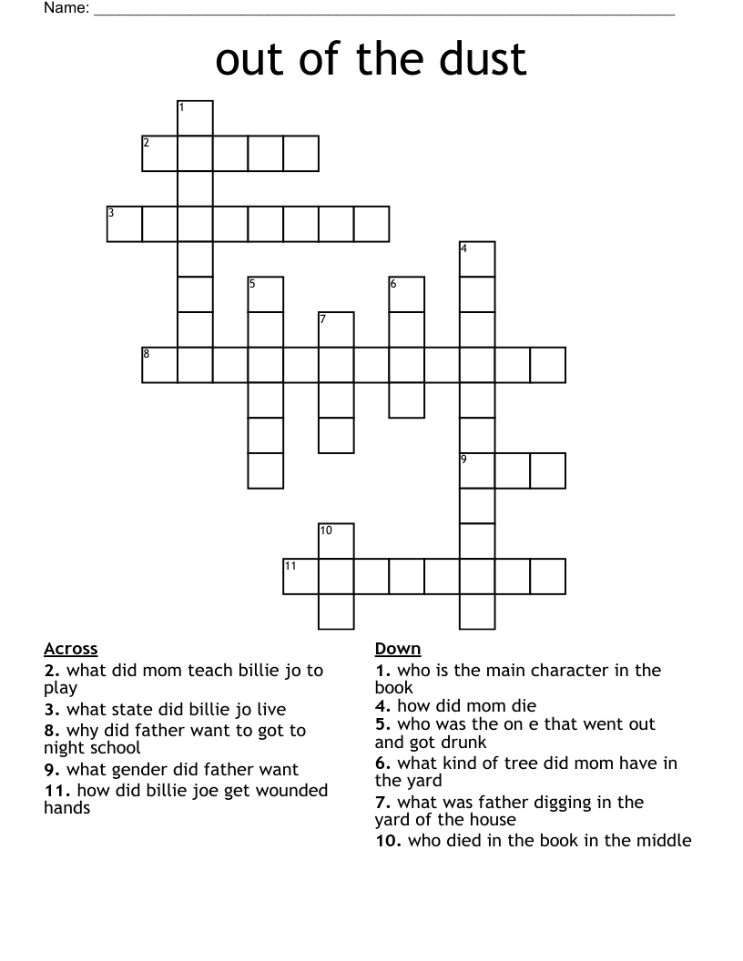 out of the dust  Crossword