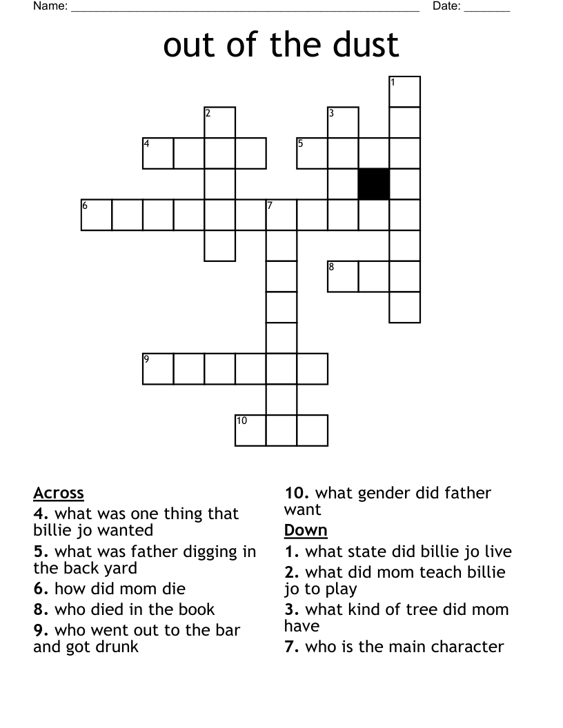 out of the dust  Crossword