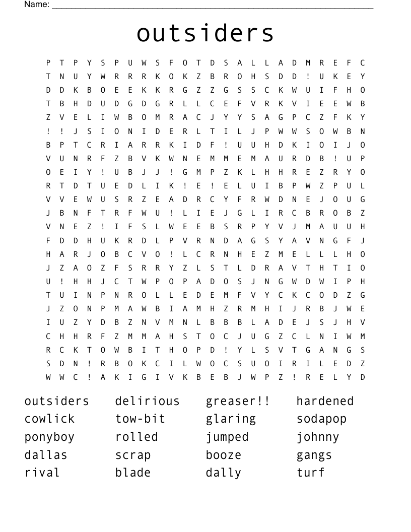 outsiders Word Search