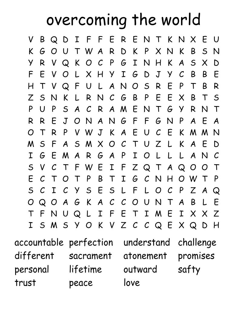 overcoming the world Word Search