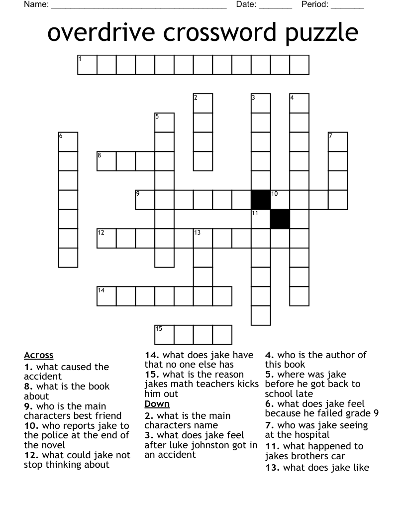overdrive crossword puzzle