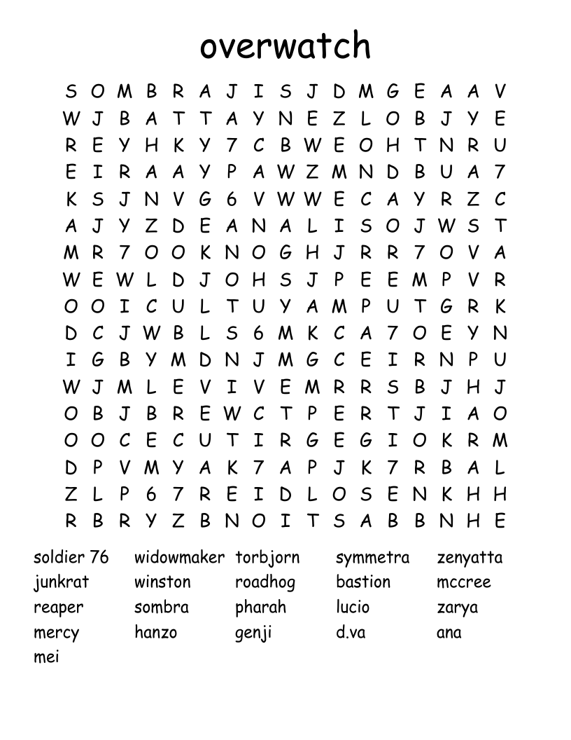 overwatch Word Search
