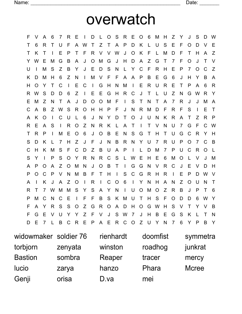 overwatch Word Search