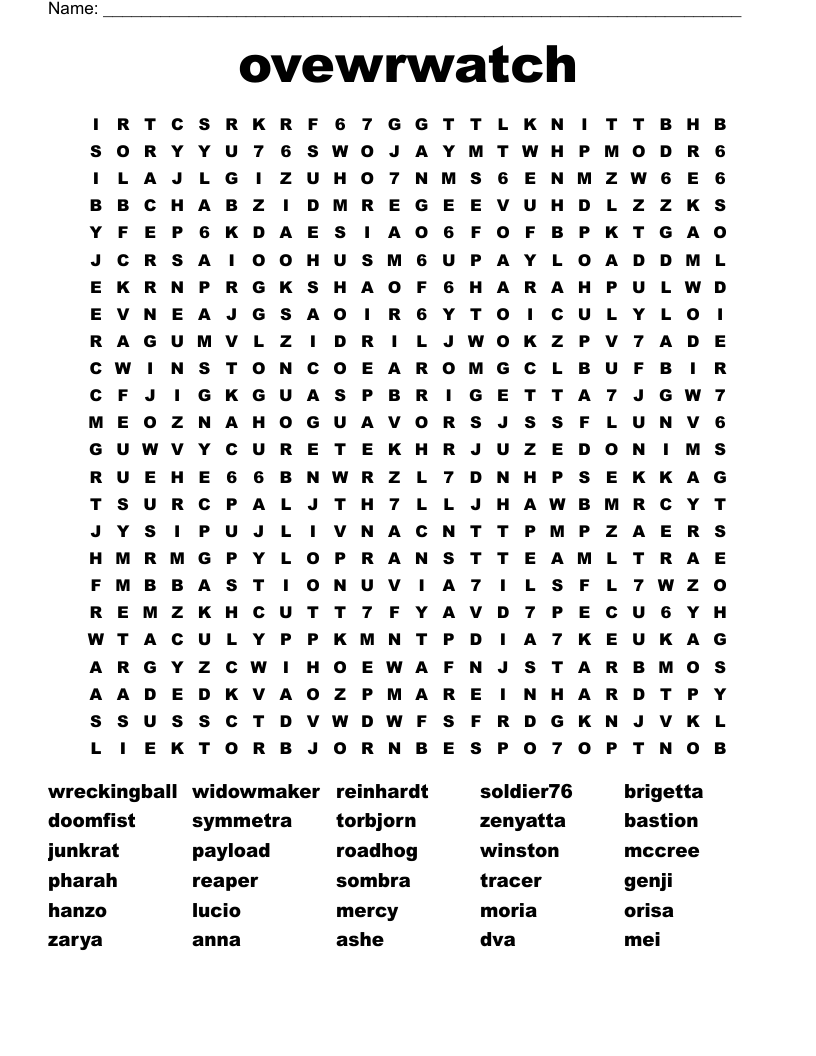 ovewrwatch Word Search
