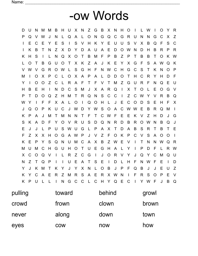 -ow Words Word Search
