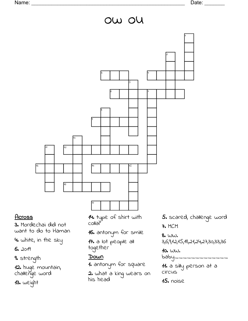 ow   ou Crossword