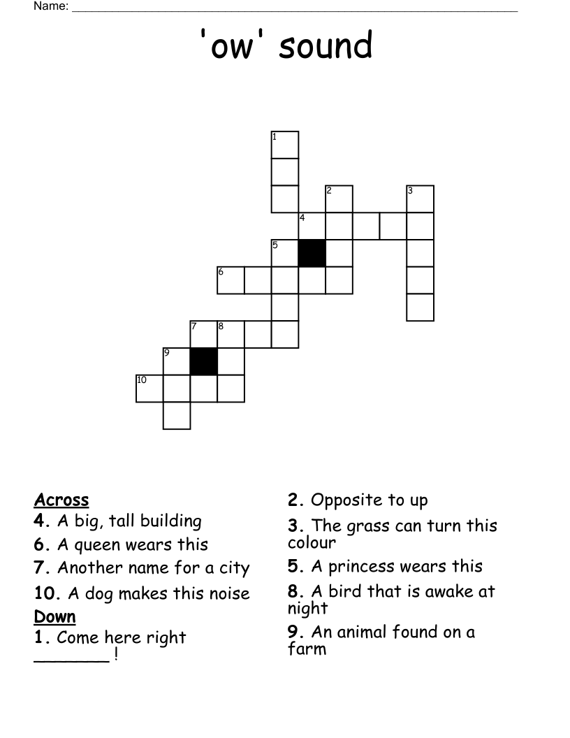 'ow' sound Crossword