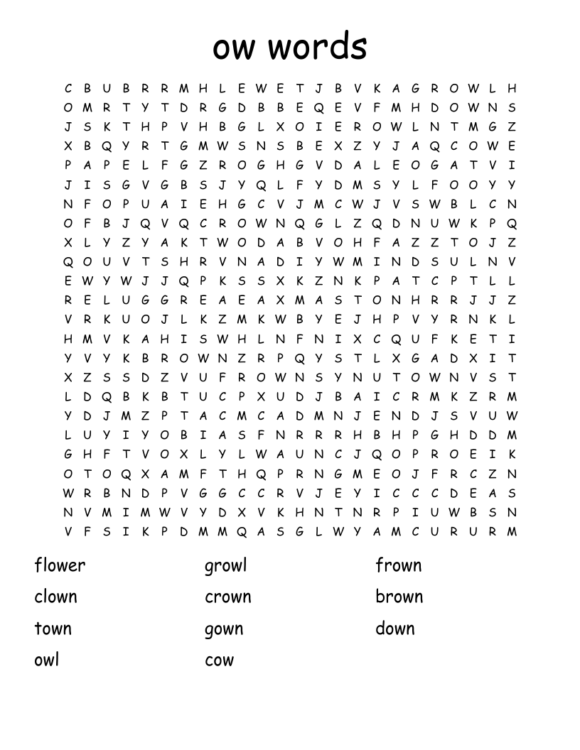 ow words Word Search