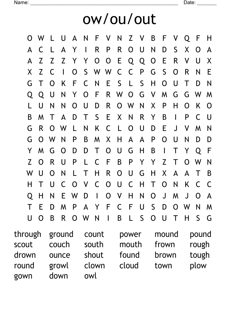 ow/ou/out Word Search