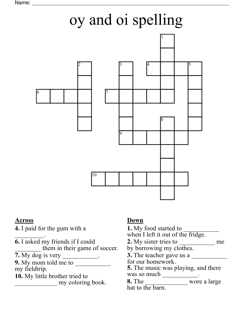 oy and oi spelling  Crossword