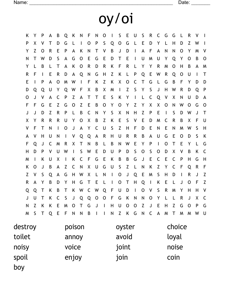 oy/oi Word Search