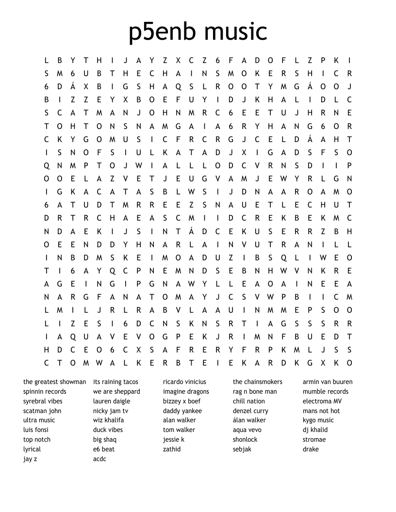 p5enb music Word Search