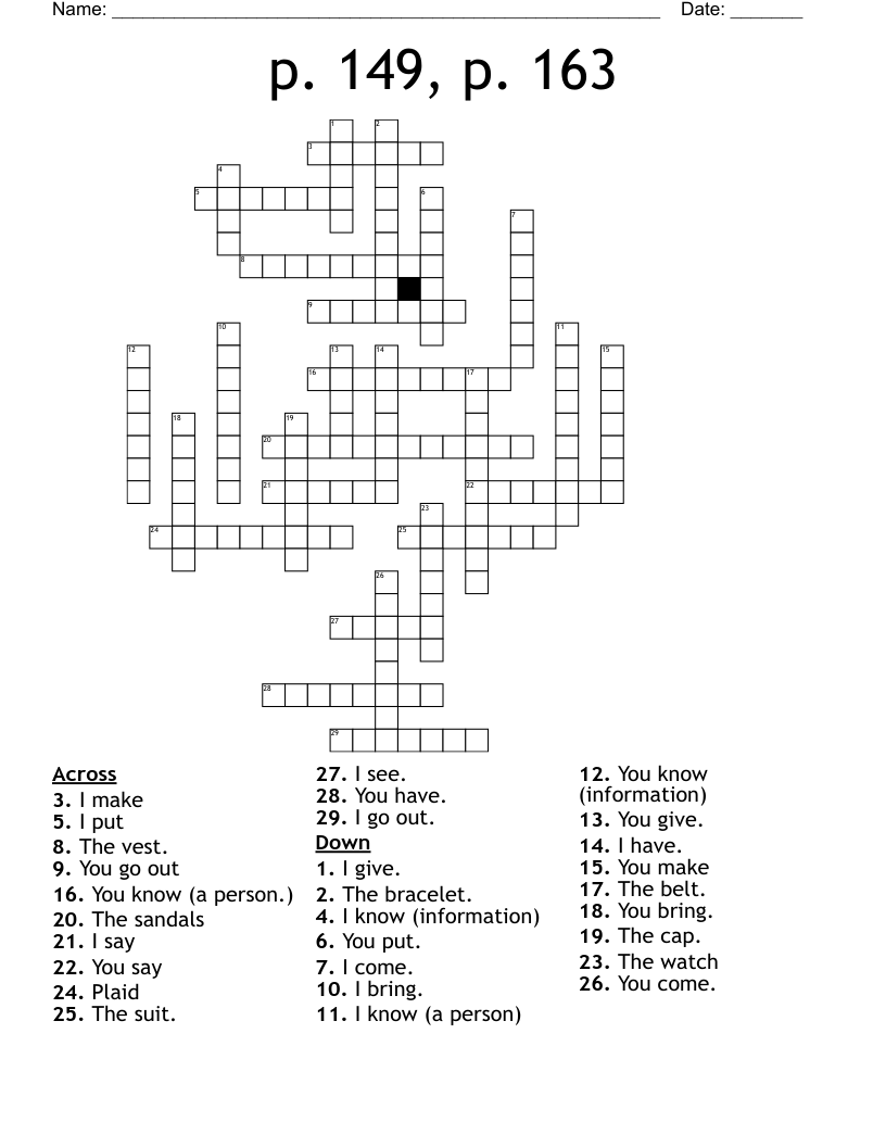 p. 149, p. 163 Crossword