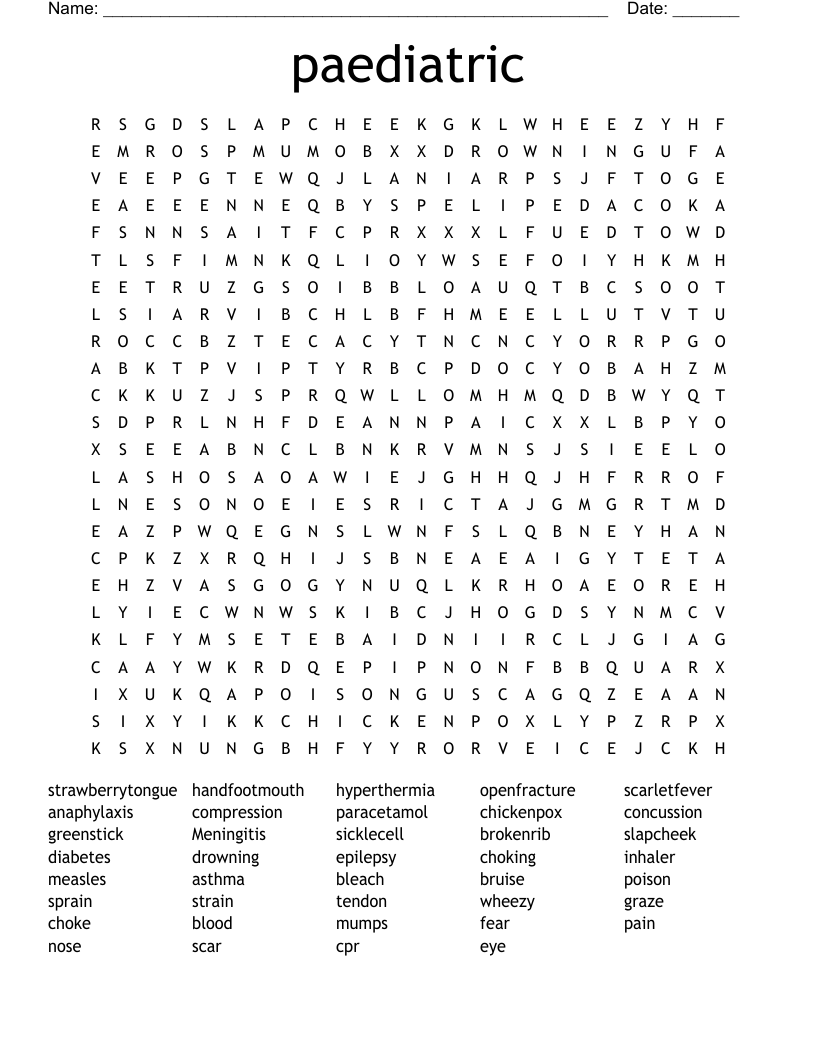 paediatric Word Search