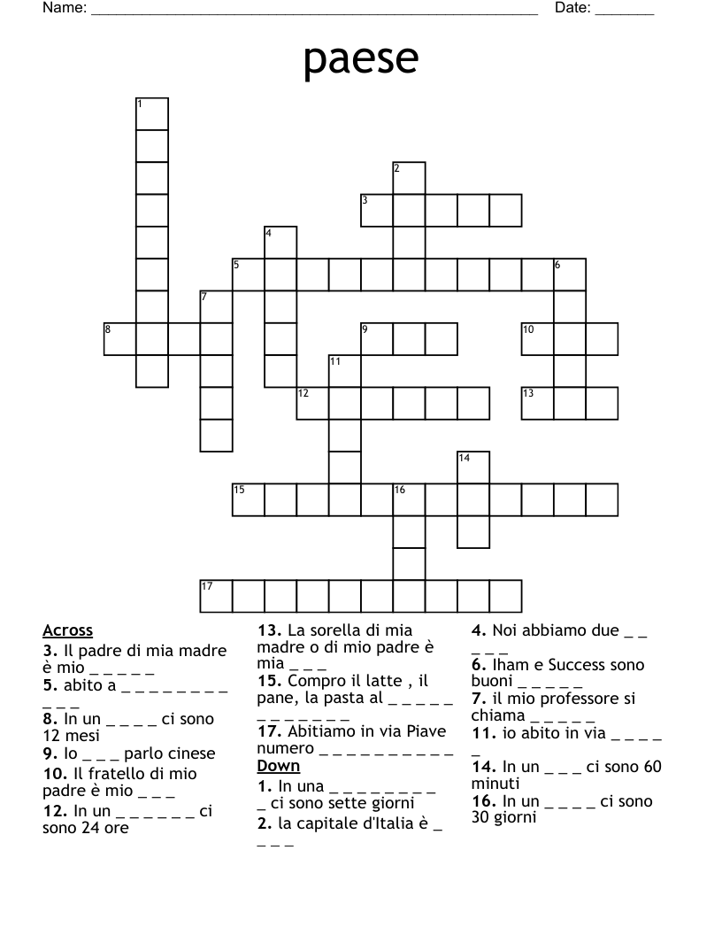 paese Crossword