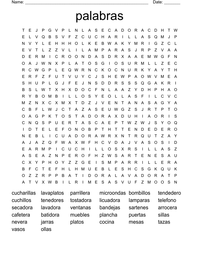 palabras Word Search