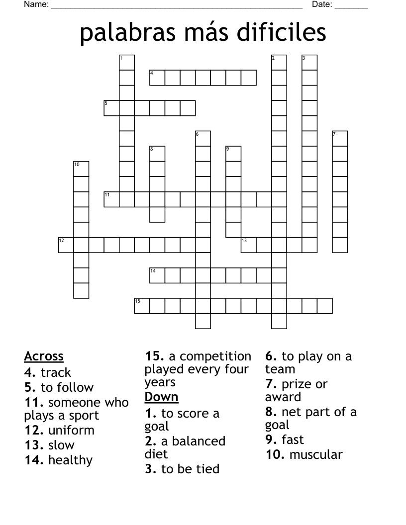 palabras más dificiles Crossword