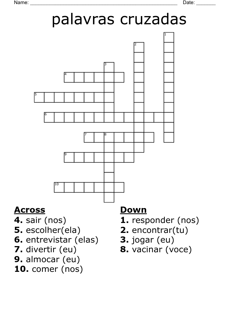 palavras cruzadas Crossword