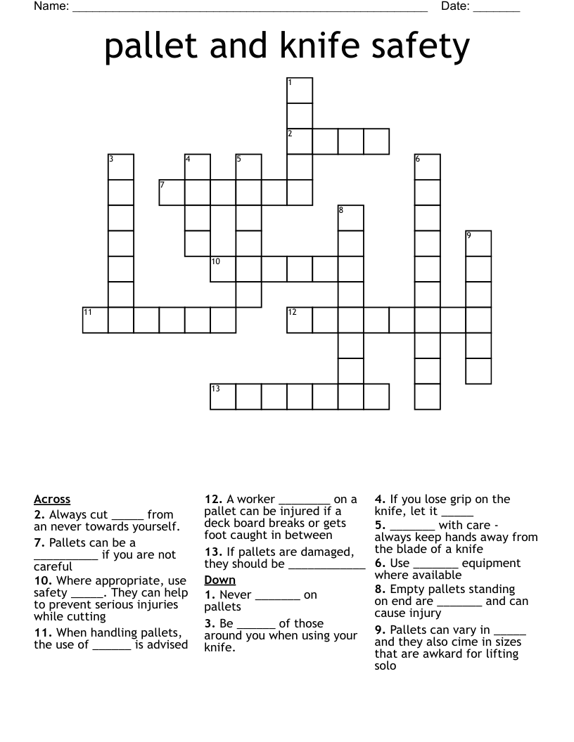 pallet and knife safety Crossword