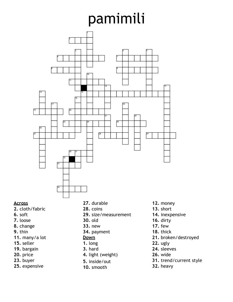 pamimili Crossword
