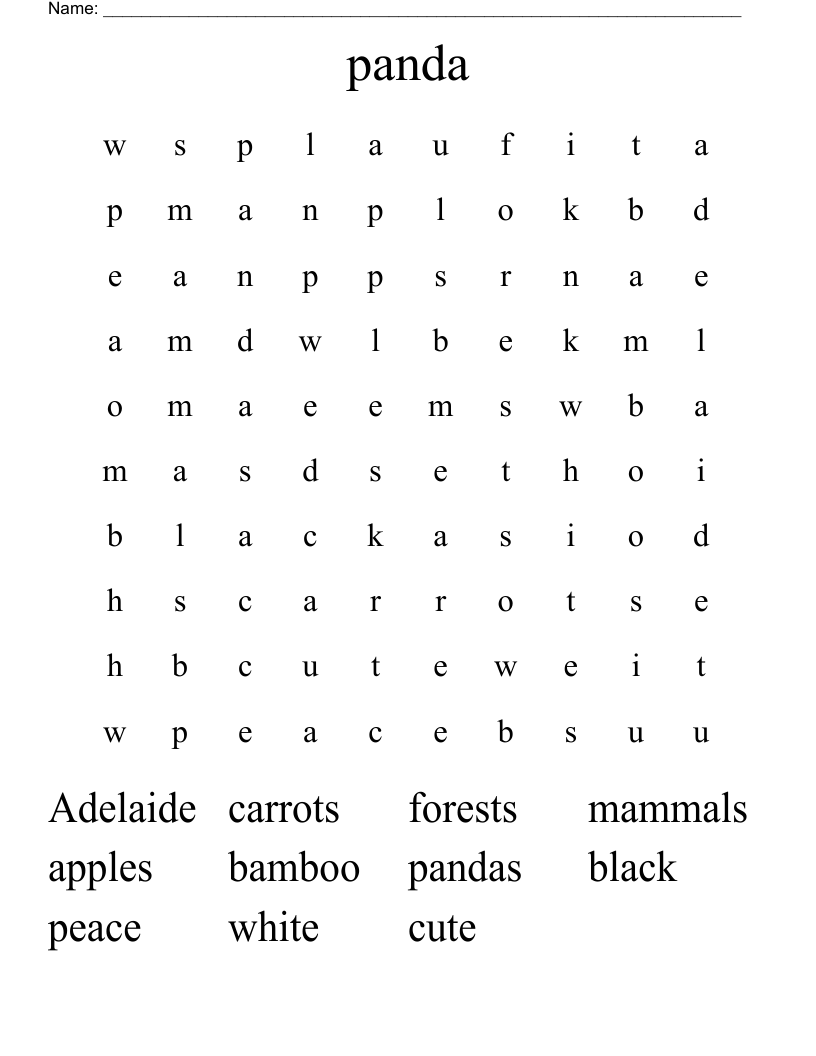 panda Word Search