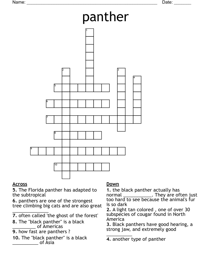 panther Crossword