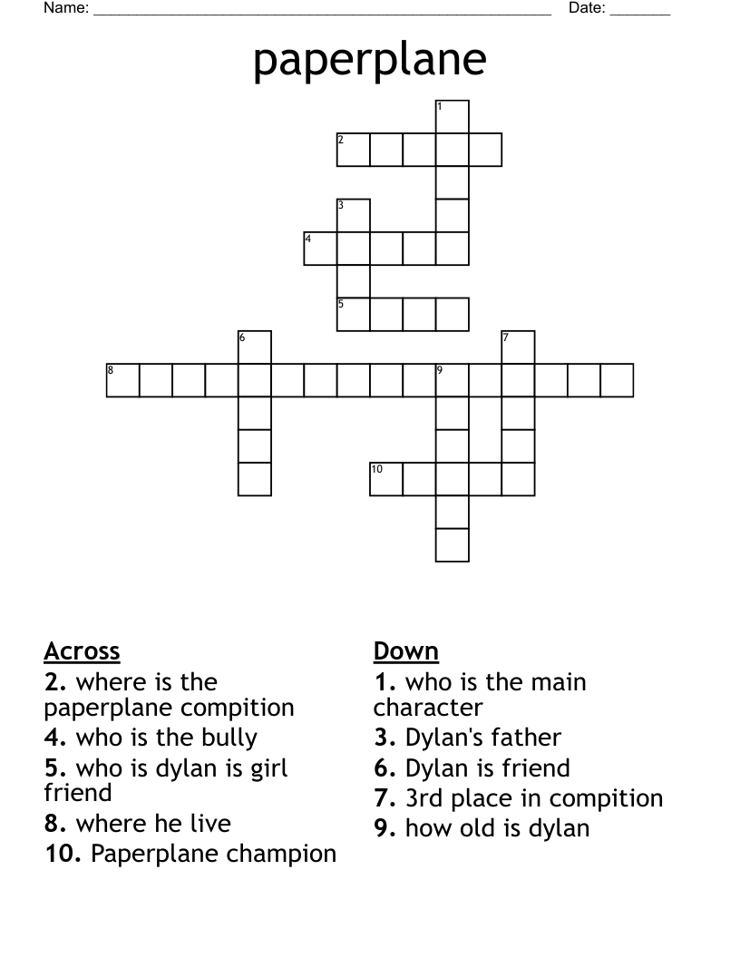 paperplane Crossword