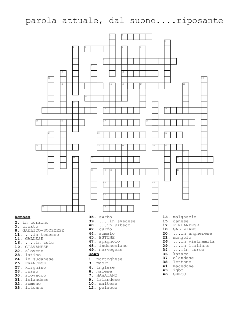 parola attuale, dal suono....riposante Crossword