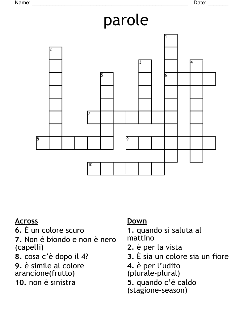parole Crossword