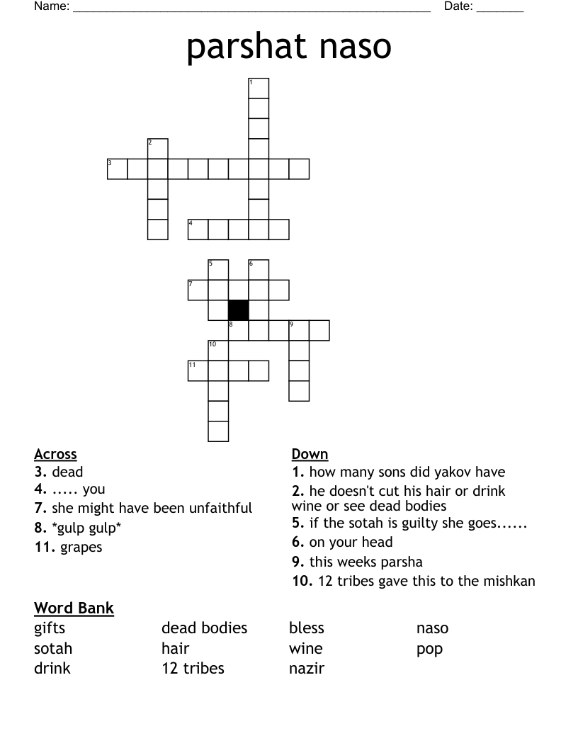 parshat naso Crossword