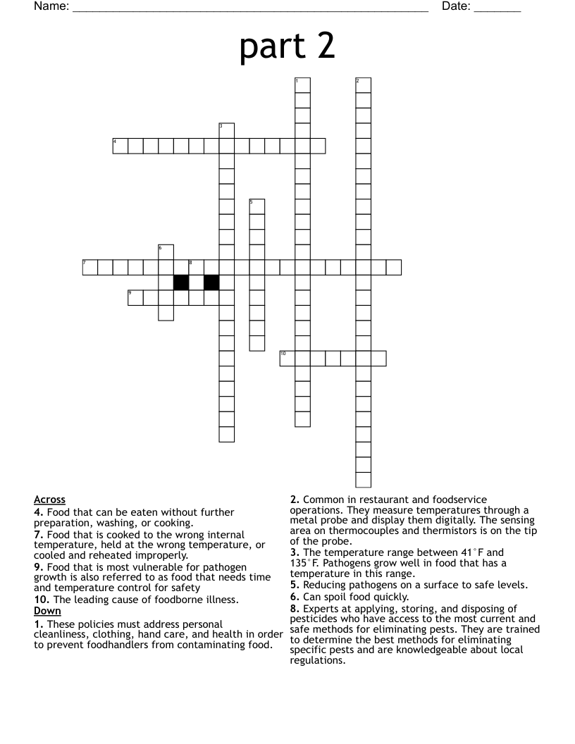 part 2 Crossword