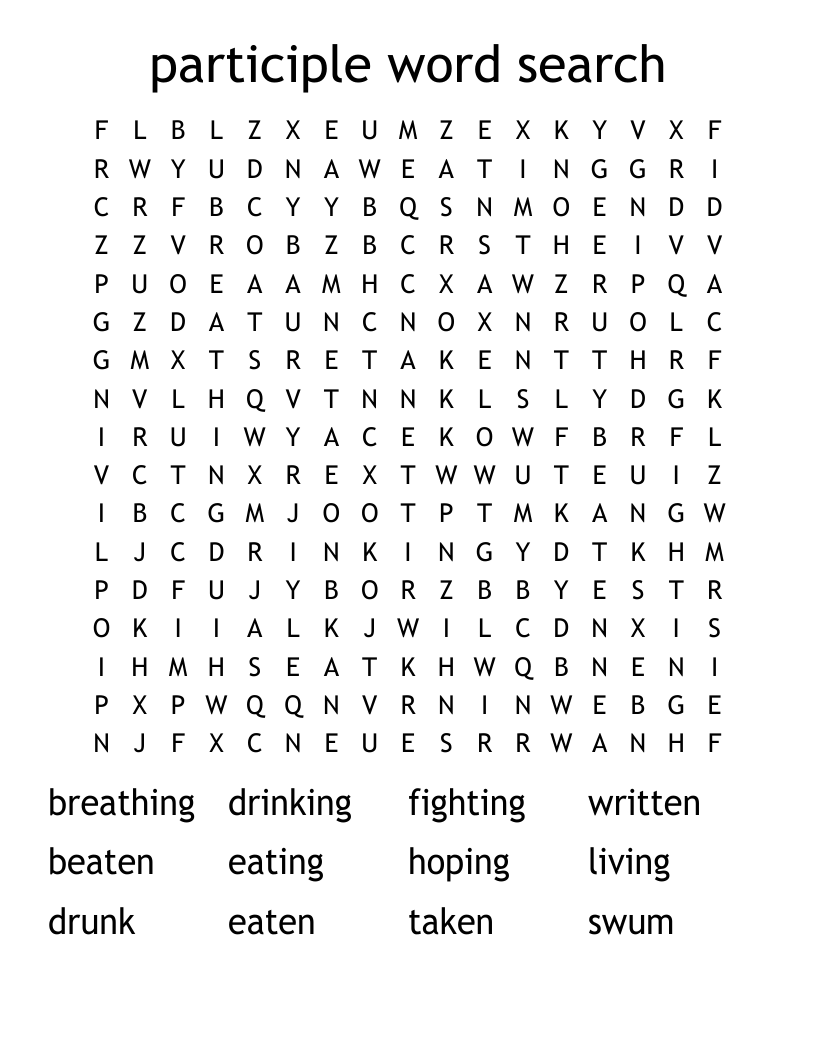 participle word search